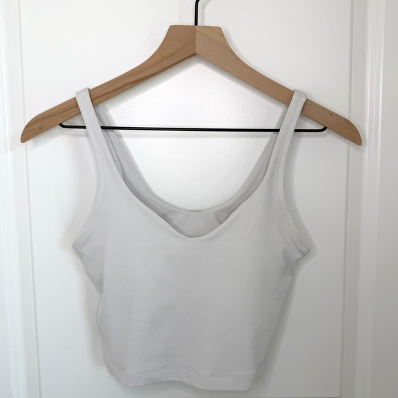 Lululemon Align Tank Bra White Longline Scoop Neck Size 6 Built-In Bra - Picture 2 of 8